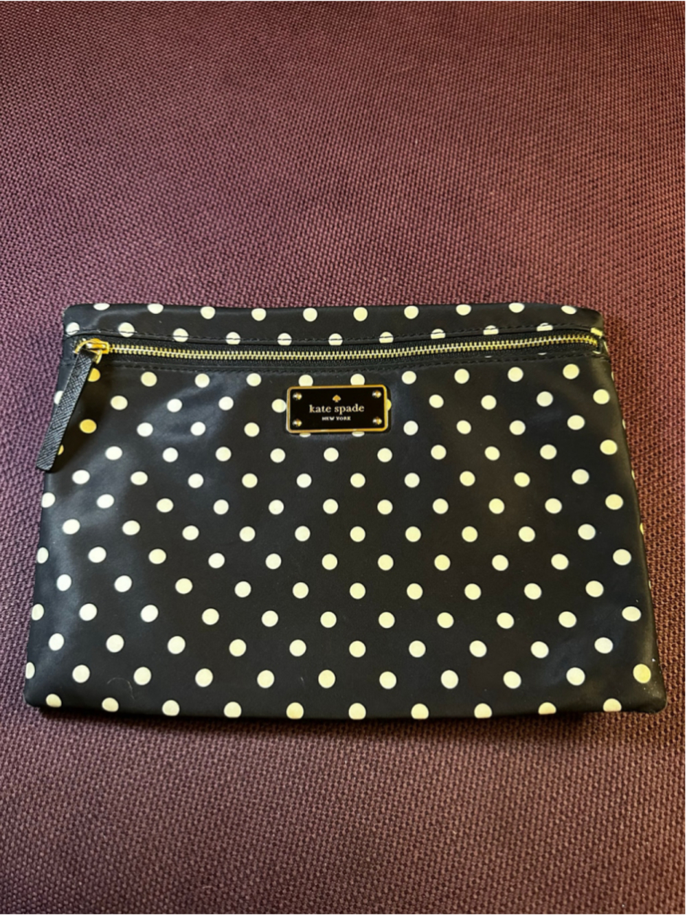 Kate Spade Black White Polka Dot Cosmetic Bag